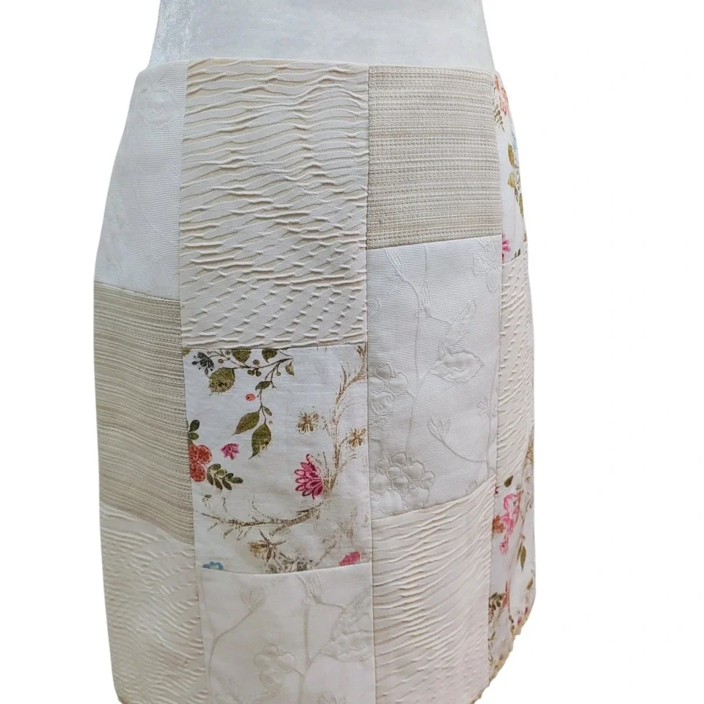 Alberto Makali Patchwork Mini Skirt Cream‎ Ivory Romantic Grandmacore Size 8
